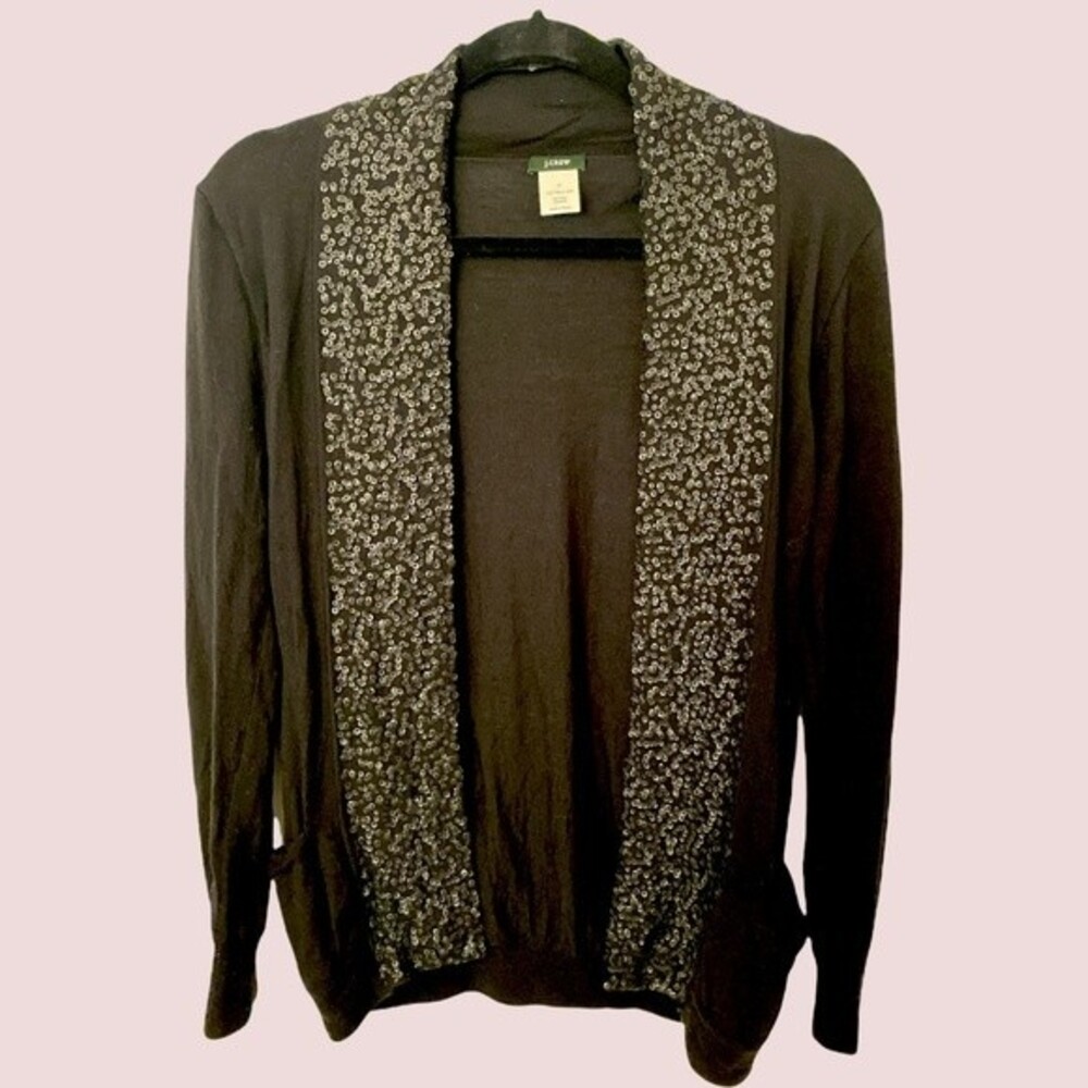 J Crew Black Shawl Style Cardigan SZ S EUC